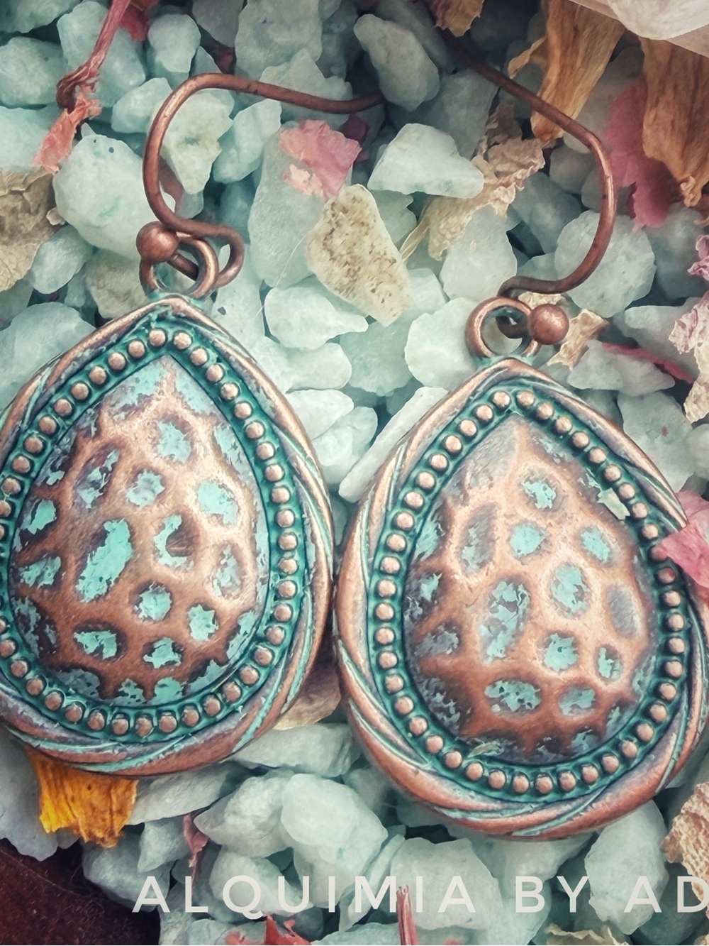 Fall essentials +Patina Copper Teardrop Earrings in Turquoise